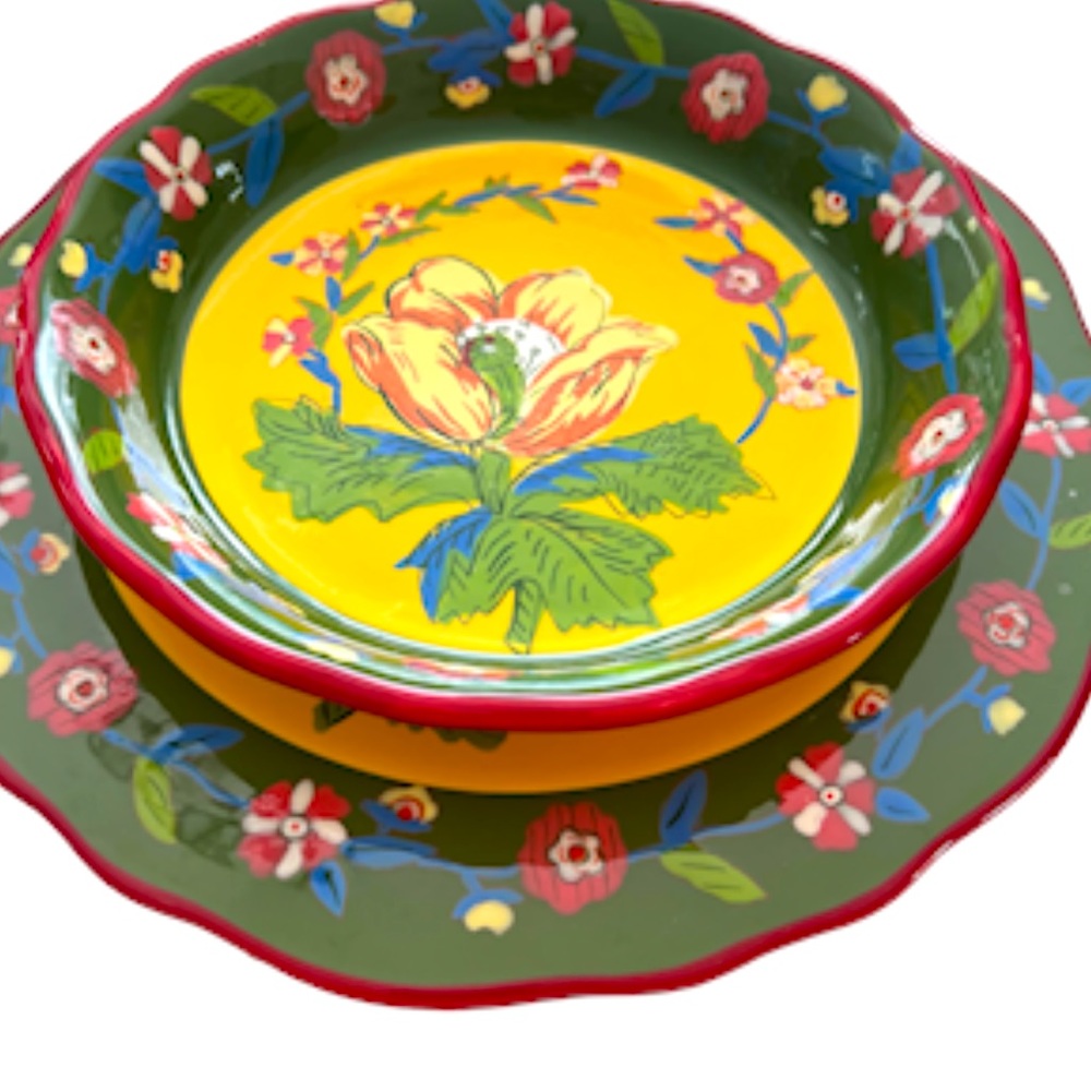 April Cornell Duchess Provençal Floral Plate (11”) & Bowl
